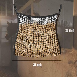 Surecha 2 PCS Slow Feed Hay Net for Horses, Hay Net for Livestock,Slow Feeder for Goats Sheep Donkey, Easy to Fill and Hang, Black, 35 x 31 Inch