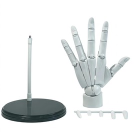 Articulated Hand Model for Drawing 1:1 Size Posable Mannequin Hand with Stand and 5 Replaceable Nails for Artists Sketching Painting Jewelry Display Desk Decor Left Hand White