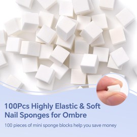 siyuwuro 100Pcs Nail Sponges for Ombre, Soft Nail Sponges with Grabbing Pen, Gradient Nails, Ombre Nail, Blooming Nails, Aura Nails, Nail Art Brush Tools, Nail Accessories Supplies