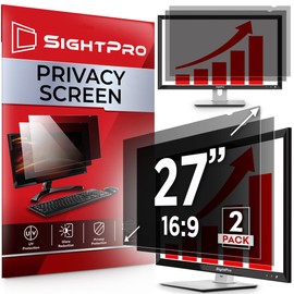 SightPro 27 Inch 16:9 [2 Pack] Computer Privacy Screen Filter for Monitor - Privacy Shield and Anti-Glare Protector