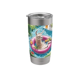 Llama Pool Float Relaxation Tropical Vibes Summer Fun Stainless Steel Insulated Tumbler