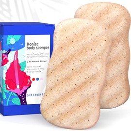 Esponjas Konjac Corporales (Paquete de 2) Exfoliantes de Nuez 100% Naturales Sin Microplásticos No Tóxicas Biodegradables Ecológicas Empaque Sin Plástico