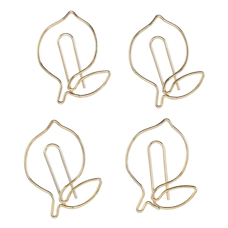 100 Pcs Paper Clip Gold Cute Lemon Shaped Bookmark Clips