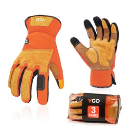 Vgo... 2-Pairs Gardening Gloves Men, Safety Work Gloves, Puncture-proof, Thornproof, Touchscreen(Orange,M,SL7475)