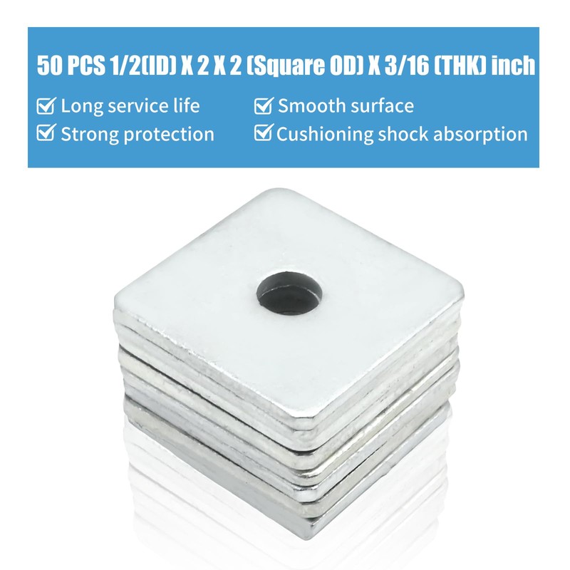 LIDSCURA 50 Packs 304 Stainless Steel Squares Washer Heavy Duty