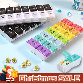 14-grid Pill Storage Box, 1 Count Portable Weekly Pill Organizer, Dustproof Pill Storage Box for Home Office Travel, Travel Essentials - Color: Multicolor, Specification: 1 Count