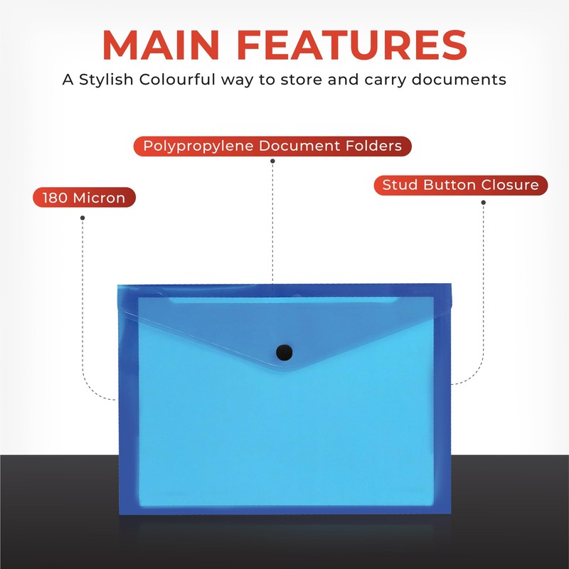 Janrax Pack of 12 A5 Clear Document Wallets