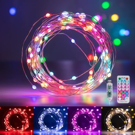 Minetom Fairy Lights Color Changing - 33FT 100 LED String Lights with Remote,11 Modes, USB Fairy Lights Indoor, Twinkle Christmas Fairy Light for Bedroom Indoor Classroom