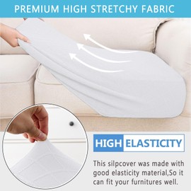 BOGUANG Waterproof Couch Cushion Covers,Fit Stretch Sofa Seat Cushion Slipcovers,Sofa Covers Furniture Protector (White,2 PC)