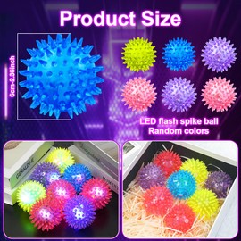 Ainiv 8 Spiky Bounce Balls 6CM, Sensory Light Up Balls - Disco Balls with Light, Flashing Spike Ball for Kids Party Bag Fillers, Squishy Stress Relief Fidget Squeezy Spikey Ball Toy for OCD ADHD ADD