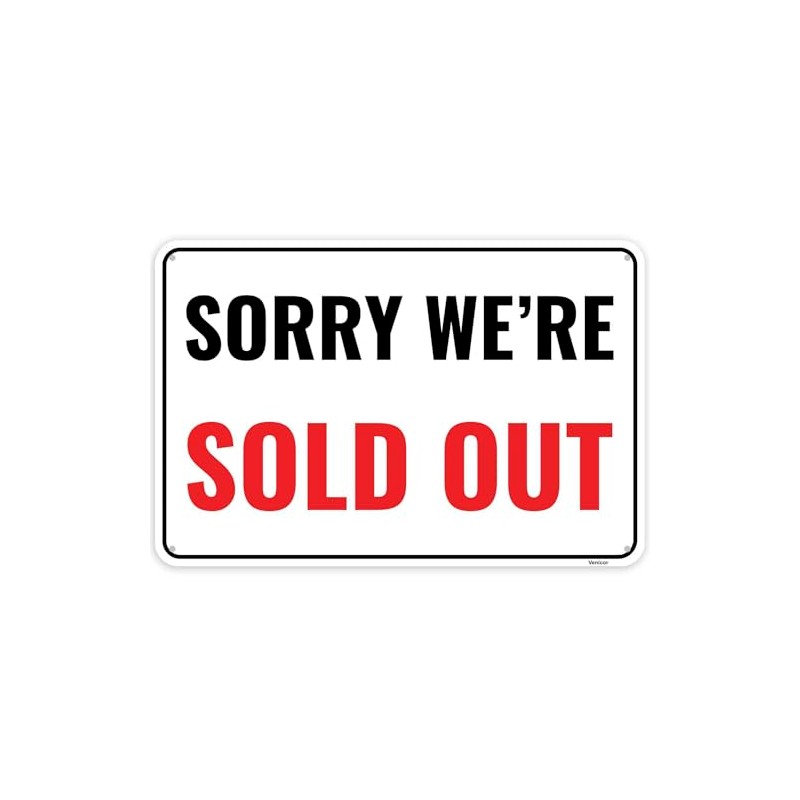 1PC Sold Out Sign, 12 x 8 Inches - Aluminum
