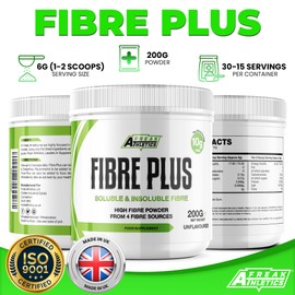 Fibre Supplement Prebiotic Fibre Powder 200g - Soluble & Insoluble Fibre from 4 Fibre Sources - 10g Fibre Per 2 Scoop Serving - Prebiotic Fibre Suitable for Men & Women UK Made