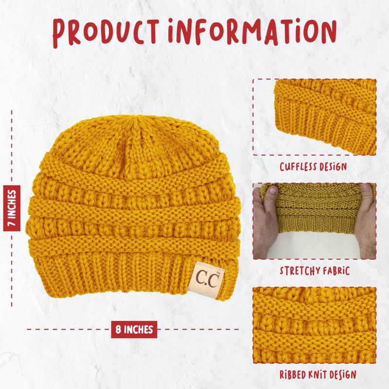Funky Junque Kids Large Beanie - Mustard