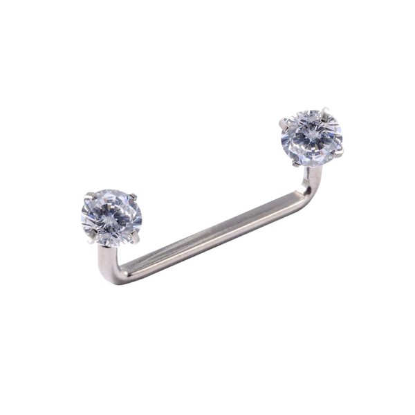 Niaspi 16G CZ Staple Barbell G23 Titanium Flat Surface Piercing