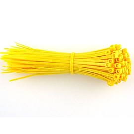 100 Yellow Cable Ties, Strong Nylon, 100mm x 2.5mm