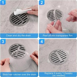 Filter Disposable Shower Drain Hair Catcher Adhesive Mesh for Shower and Sink Cover - 5 Pack