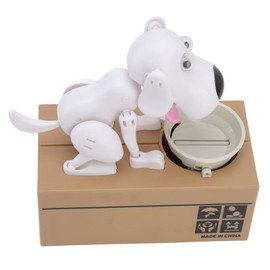 Dog Piggy Bank Puppy Coin Bank Funny Cartoon for Children 6+ Kids Saving Money Innovative (White Dog)