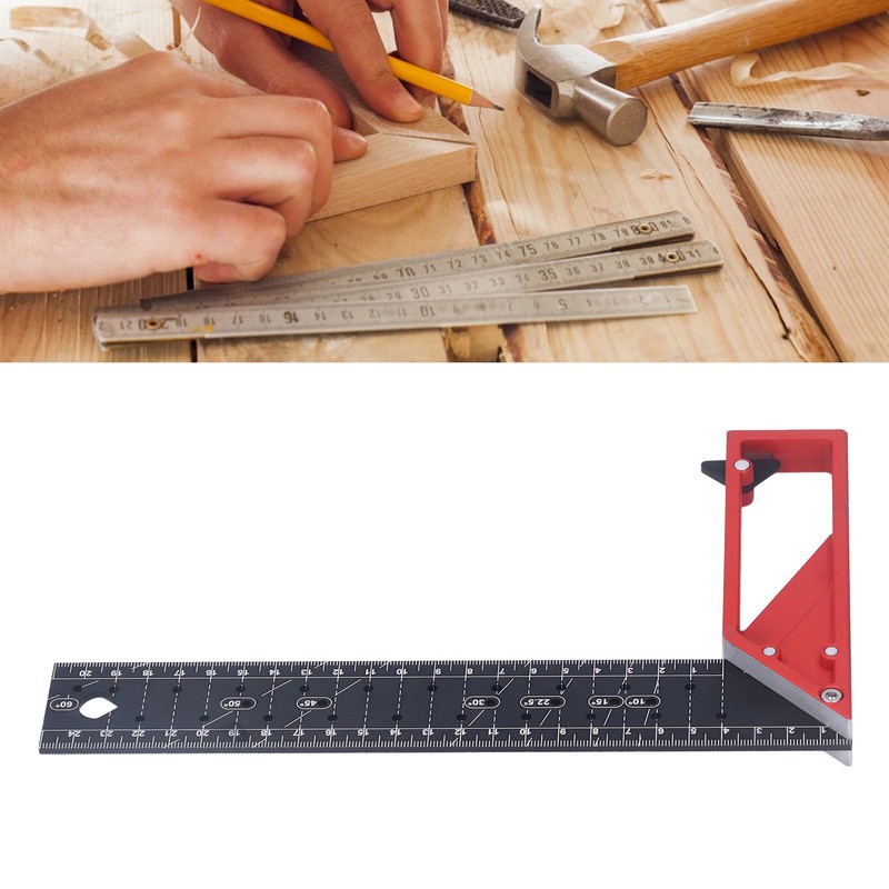 Woodworking Straight Angle Ruler 30° 45° 90° 3mm Thickness Adjustable