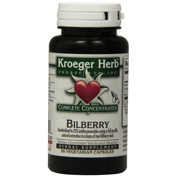 Kroeger Herb Bilberry Vegetarian Capsules, 90 Count