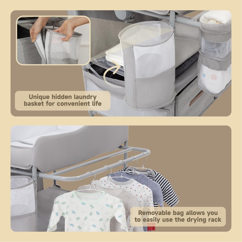 Baby Changing Table, Versatile Portable Folding Changing Table, Waterproof Diaper