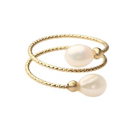 MIKAMU Freshwater Pearl Ring, Women's 18k CZ Diamond, Sparkling Ring, Cute, Pearl, Hypoallergenic, Gift, Jewelry, Comes with Exclusive Box