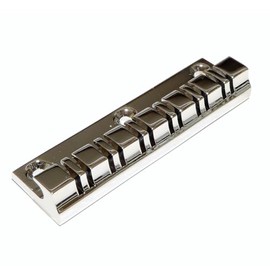 12 String Stopbar Tailpiece for Flat Top Guitar – Chrome/Black/Gold | Solid Zinc Alloy Bridge for Acoustic or Electric 12-String Guitars (Chrome)
