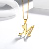 Collares Mujer Inicial Letras Baño Oro 18k Zirconias Color M