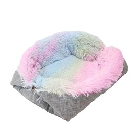 Pet Cat Bed Colourful Foldable Dual Purpose Warm Plush Dog Cage Pad for Chihuahua Pug Bichon Fries Cats Dogs