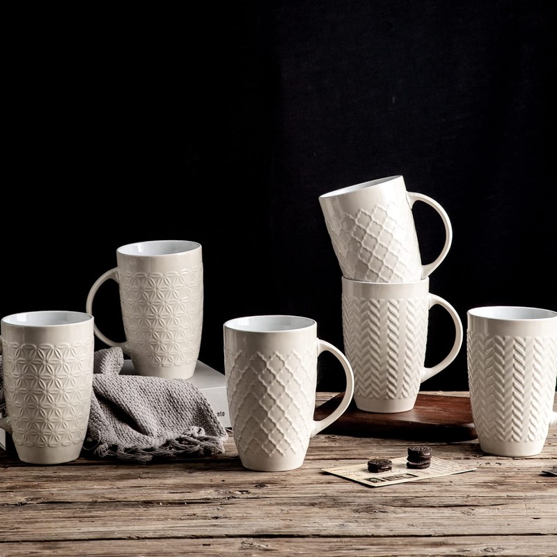 AmorArc Extra Large Coffee Mugs Set of 6, 20oz Ceramic