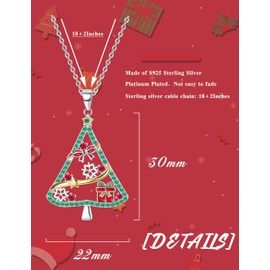 MILACOLATO 925 Sterling Silver Christmas Tree Pendant Necklace for Women Santa Snowflake CZ Crystal Pendant Necklace Christmas Jewellery Gifts with Box