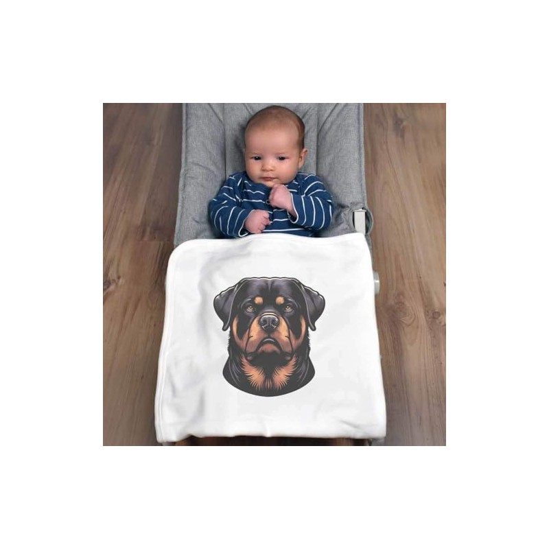 Azeeda 'Rottweiler Dog Portrait' Cotton Baby Blanket/Shawl (BY00037045)