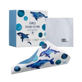 TRIPTIPS Female Urinal Disposable Female Urination Device Urinal for Women Foldable Pee Funnel for Women Waterproof Paper Stand and Pee Cup for Public Toilets, Traveling, Camping - Colour: Blue Whale-12 Packs
