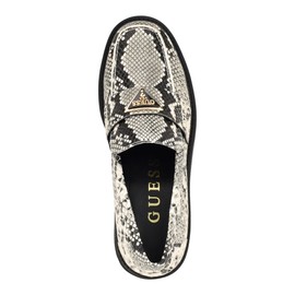 GUESS Women's SHATHA Loafer, Black Snake Multi 005, 8.5