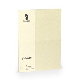 Rössler Coloretti 220770922 Folded Cards DIN A6hd = 105/210 x 148 cm Portrait Parchment Sand Yellow Pack of 5