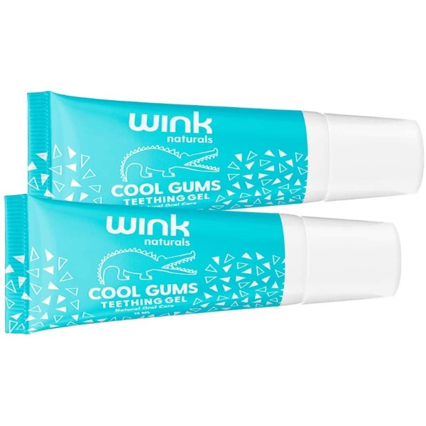 Wink Naturals Baby Teething Relief For Infants And Kids, Cooling, Soothing Natural Gel For Sore Gums And Other Teething Discomfort, May Be Used As A Toddler Training Toothpaste (Twin Pack, 15 ml Each)