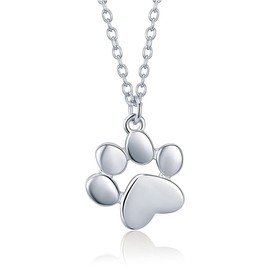 RUKYF Silver Dog Cat Paw Print Pendant Necklace for Women Cute Animal Jewelry Gifts for Cat or Dog Mom