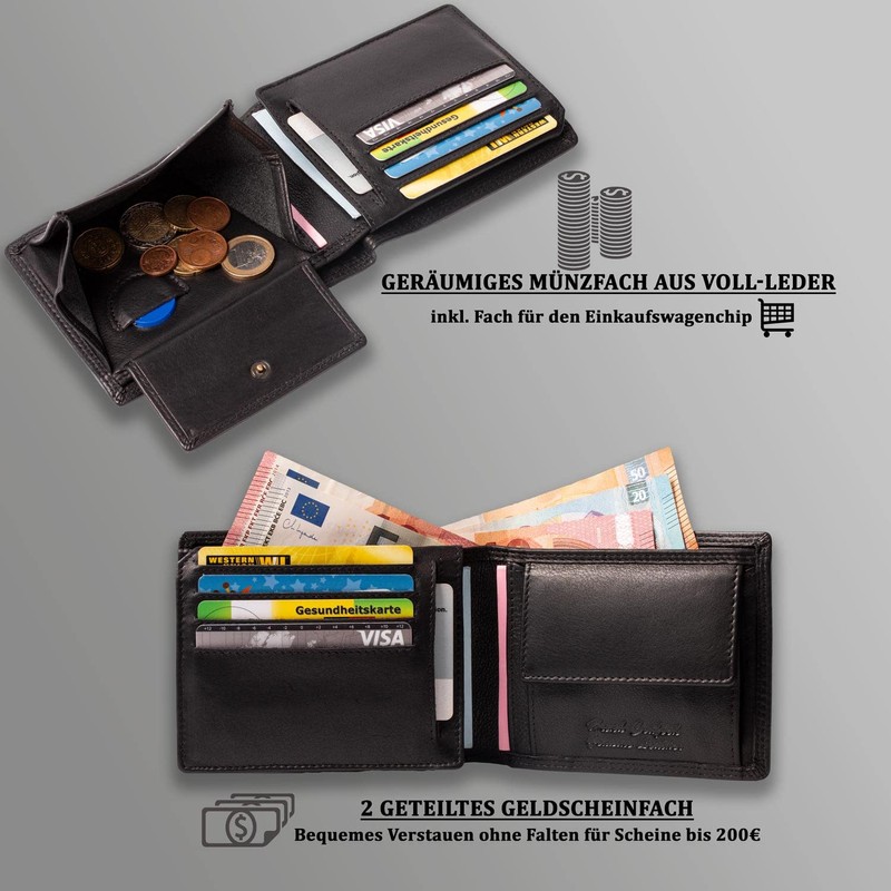 MATADOR® Men's Wallet with TÜV-Approved RFID/NFC Protection, black, Vintage