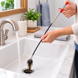 160cm or 63 in Flexible Drain Cleaning Claw for Clog Removal – Spring-Loaded 4-Prong Grabber for Sinks, Toilets & Household Drains (3pcs)