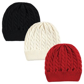 Hudson Baby Baby Youth Knitted Caps 3pk, Black Red