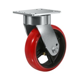 6"x2" Super Heavy Duty Casters, Kingpinless Crowned Polyurethane Wheel with Precision Bearing, 2500 lbs Load Capacity Per. Use for Large Platform Truck, U-Boat Cart (1 Swivel)