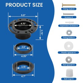MEASUREMAN 3" RV Toilet Flange Repair Kit for Dometic 300, 310, 320 Toilets，Includes 12" Hose & All Hardware，Fixes Leaks & Odors