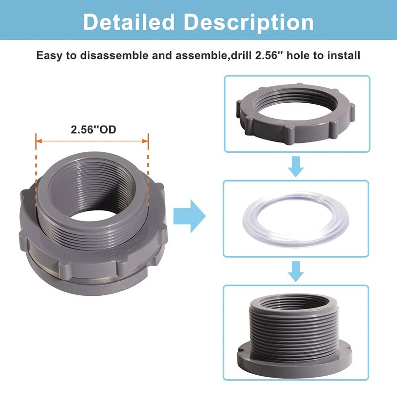 QuQuyi 1.5 Inch PVC Bulkhead Water Tank Connector Adapter Fitting