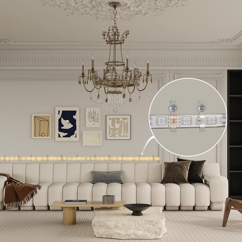 GRIVER 100 Pack Strip Light Mounting Brackets,Fixing Clips,One-Side Fixing,100 Screws