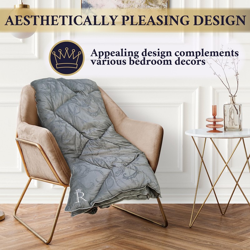 Royal Therapy Grey Cotton Comforter, Full Size, Down Alternative, Breathable