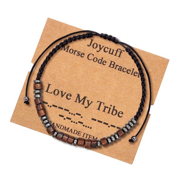 JoycuFF Love My Tribe Morse Code Bracelets for Women Bracelet