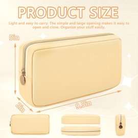 Nylon Small Makeup Bag Cosmetic Zipper Pouch for Purse, Preppy Makeup Bag Compact Make up Pouch Toiletry Bag, Waterproof Zipper Purse Travel Coin Pouch Storage Bag for Women Girls Teens(Beige)