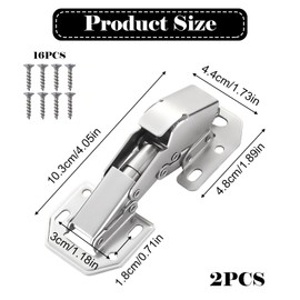 2 Pcs Cabinet Hinges 90 Degree, Soft Close Wardrobe Doors Hinges with Screws, Mute Cupboard Hinges for Kitchen Wardrobe Bookcases Bathroom Cabinet Door