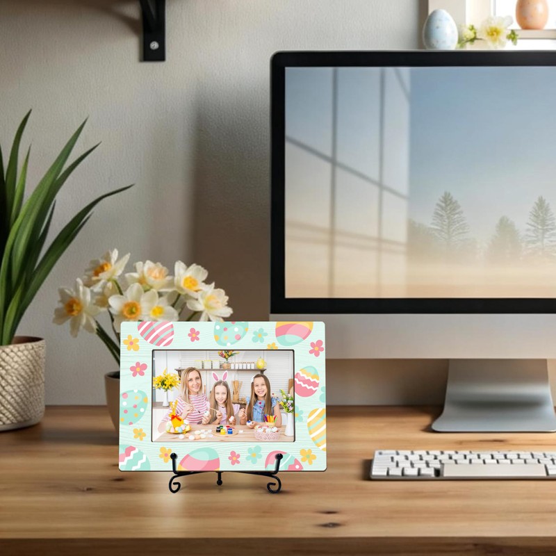 HJLLOQR Easter Photo Frame, Happy Easter Wooden 4x6 Picture Frame