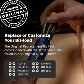 MEGAPRO® Replacement Bit Pack - The Original | 7 Double-Ended bits | Household Bits | 2" bits