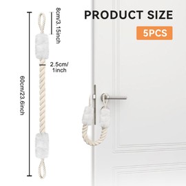 5 Stück Türstopper Klinke, Baumwolle Türkordel Klemmschutz Baumwolle Türstopper Klinke aus Kordel 60 cm, Türkordel Klemmschutz für Türen Haustier und Kinder Fingerschutz(Weiß)
